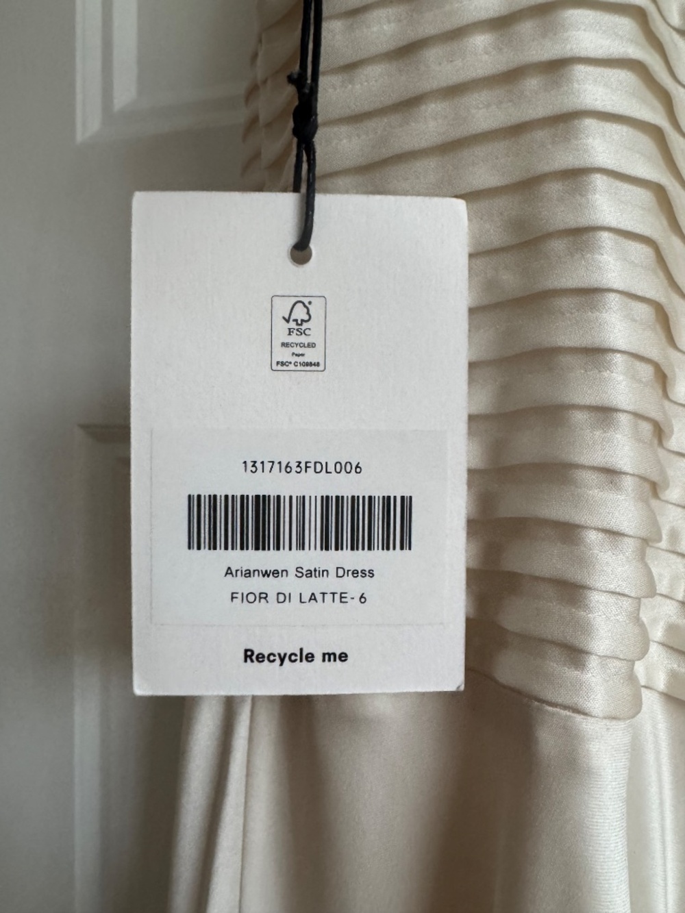 Reformation Arianwen Satin Gown Wedding Dress Fior Di Latte 6 - brand new w tags - Picture 16 of 16